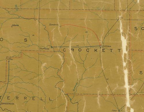 Crockett County TX 1907 postal map