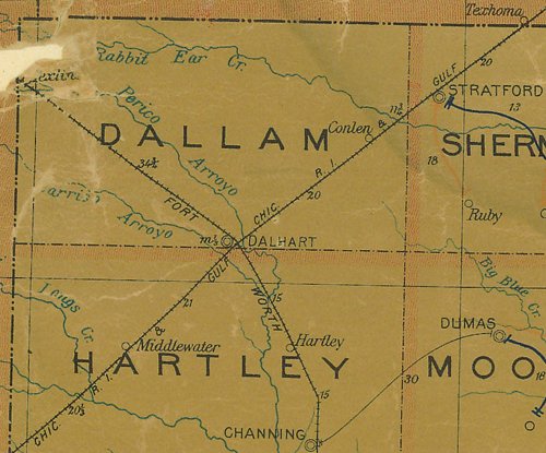 Dallam County TX 1907 Postal Map 