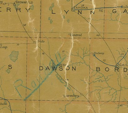 Dawson County TX 1907 postal map