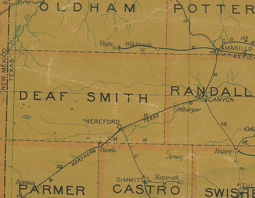 Deaf Smith County TX 1907 postal map