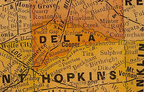 TX 1920s Delta County map