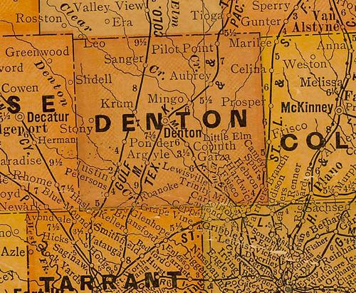 TX Denton County 1920s Map
