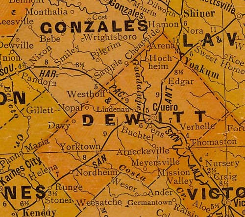 TX DeWitt County 1920s map