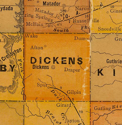 TX Dickens County 1920s Map
