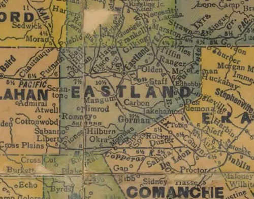 TX Eastland County 1940s Map