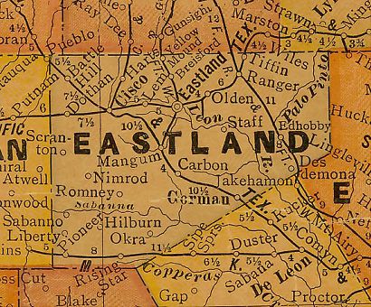 Eastland County Texas 1920s map
