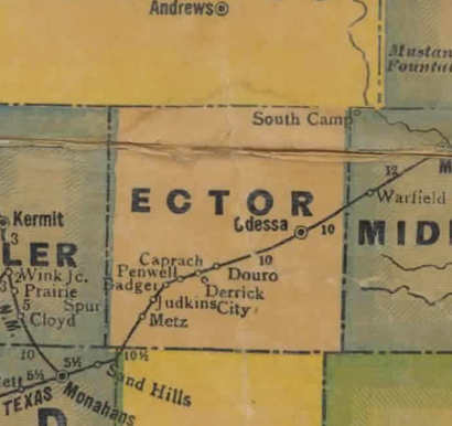 TX  Ector County 1940s Map