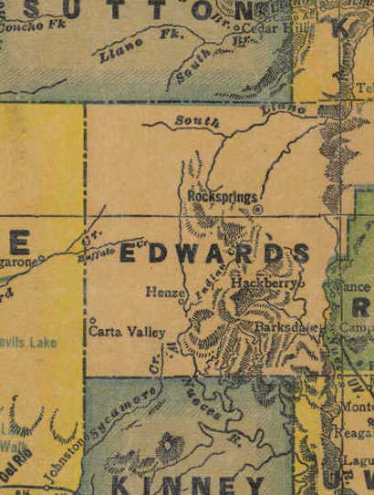 Edwards County TX 1940s Map