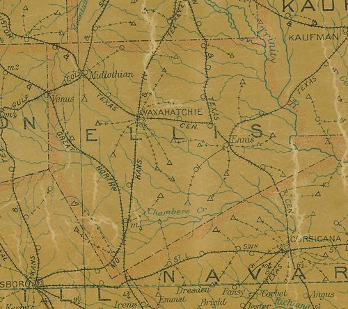 Ellis county TX 1907 postal map