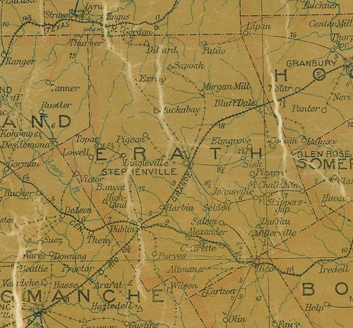 Erath County Texas 1907 map