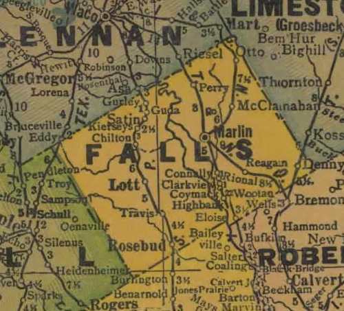 Falls County, Texas 1940s map