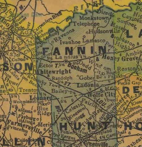 Fannin County Texas 1940s map