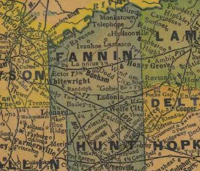 Fannin County Texas 1940s map