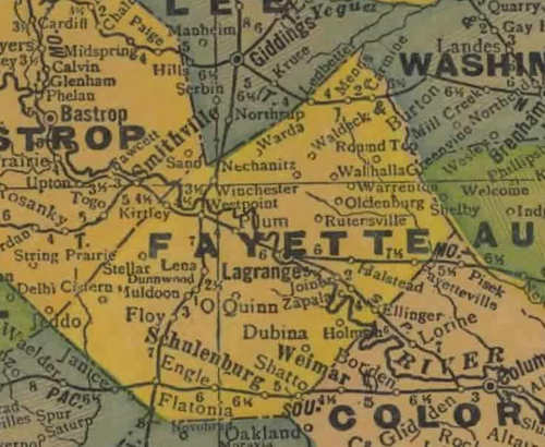 TX Fayette County 1940s map