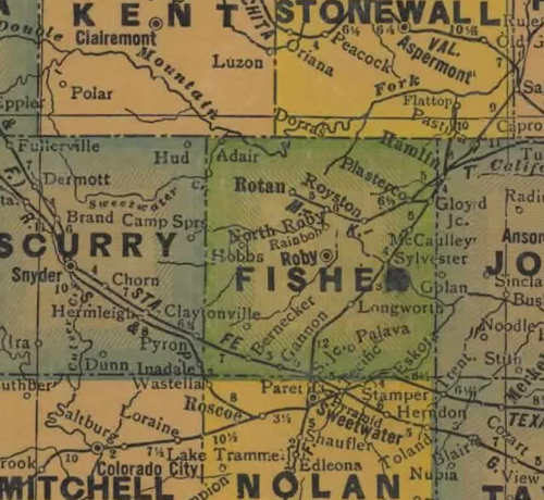 Fisher County Texas 1940s map