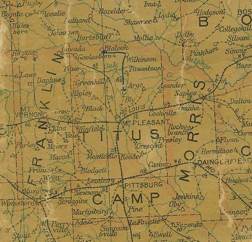 TX - Camp  County 1907 postal map