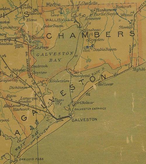 Galveston County TX 1907 Postal Map