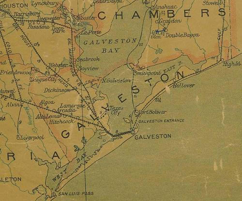 TX Galveston County 1907 Postal Map