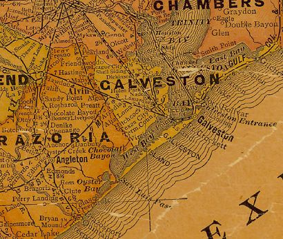 Galveston County Texas  1920s  map