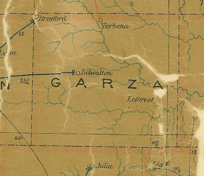 Garza County TX 1907 Postal Map