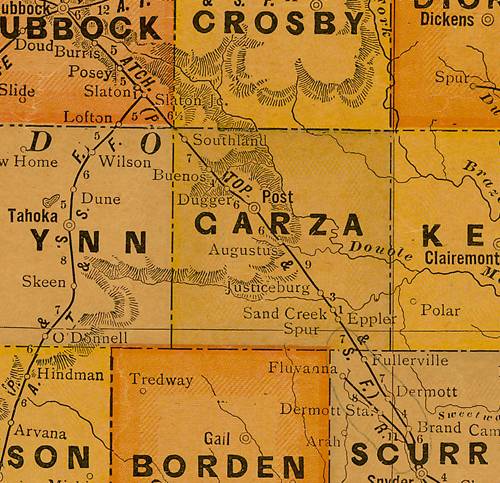 TX Garza  County 1920s Map