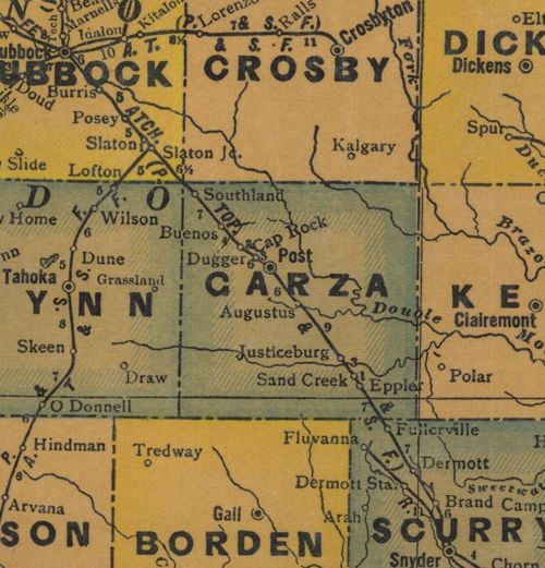 Garza County TX 1940s Map