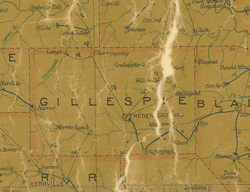 Gillespie County TX 1907 Postal Map