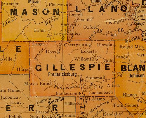 Gillespie  County TX 1920s Map