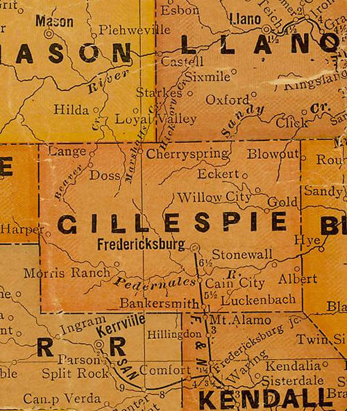 Gillespie  County TX 1920s Map
