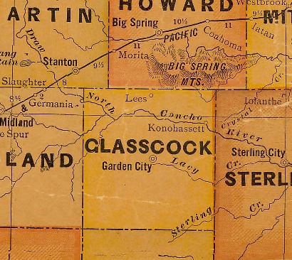 Glasscock County TX 1920s Map