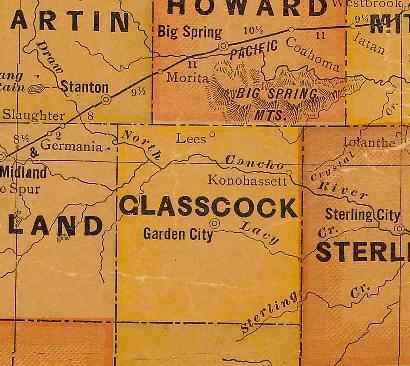 Glasscock County TX 1920s map