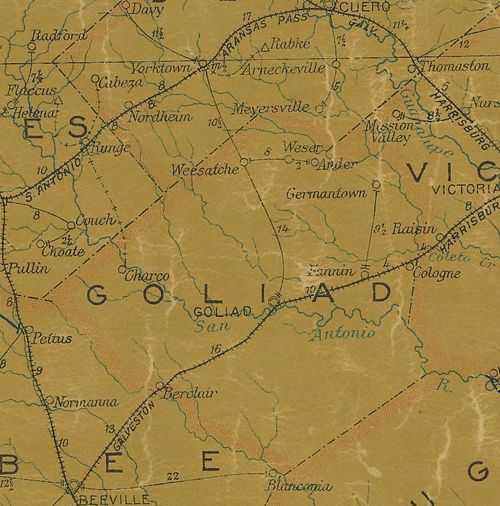 TX Goliad County 1907 postal Map