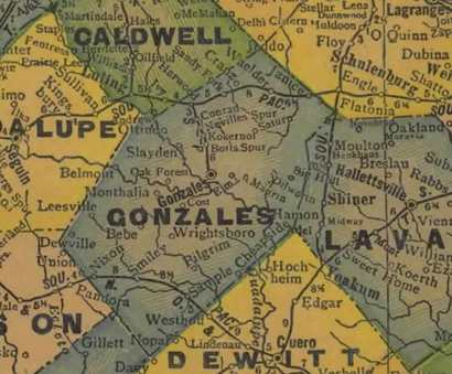 Gonzales County Texas 1940s map