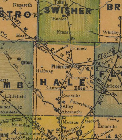 Hale County Texas 1940s map