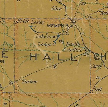 TX Hall  County 1907 postal map