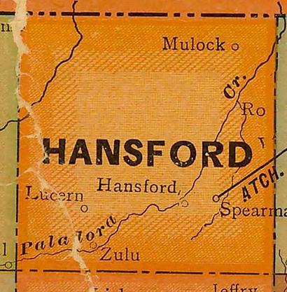 Hansford County TX 1920s  Map 