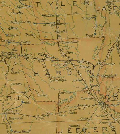  Hardin County TX 1907 Postal Map