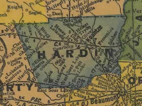 Hardin County TX 1940s Map