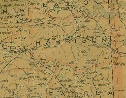 Harrison  county TX 1907 postal map