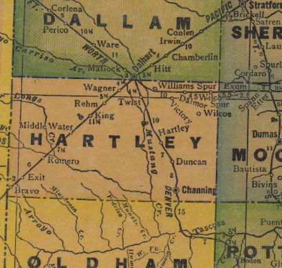 Hartley County Texas 1920s map