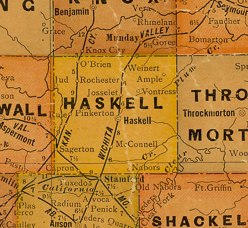 TX Haskell County vintage map