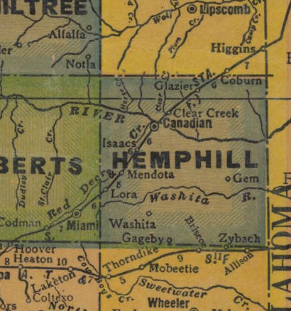 TX Hemphill  County 1940s Map