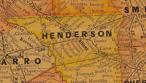 Henderson County TX 1920s Map