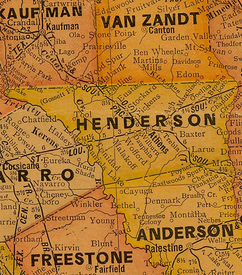 TX Henderson County 1920s Map