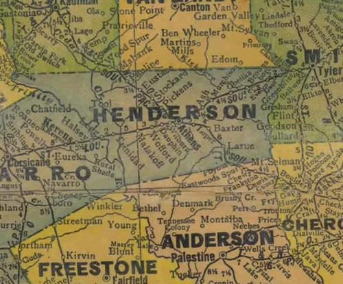 Henderson County Texas 1940s map