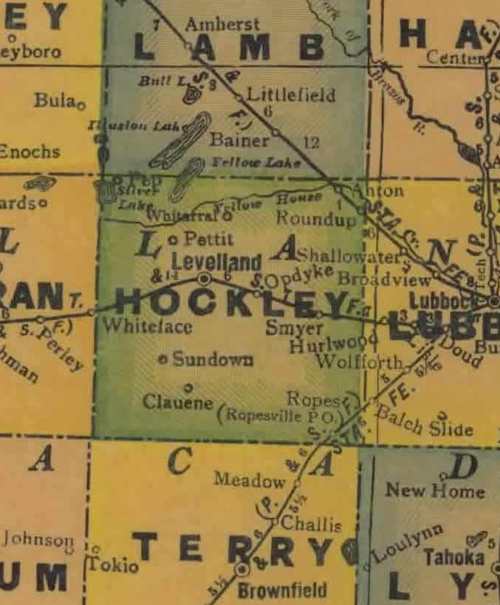 1940s Hockley County Texas map
