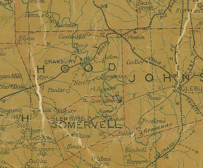 Hood County TX 1907 Postal Map