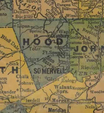 Hood County TX 1940s map