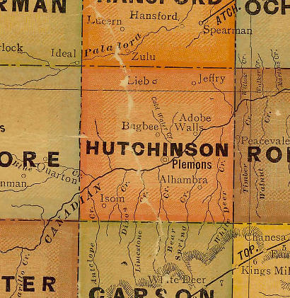 TX Hutchinson County 1920s Map