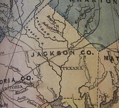 Jackson County TX 1856 Map
